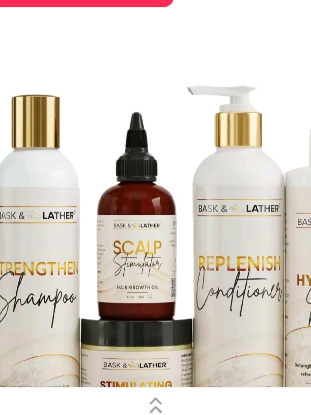 Bask & Lather Replenish Conditioner + Scalp Stimulator Set - White & Gold